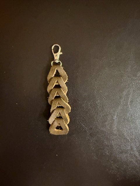 Tan Leather Triangle Keychain