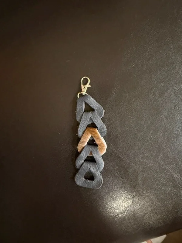 Blue Leather Triangle Keychain