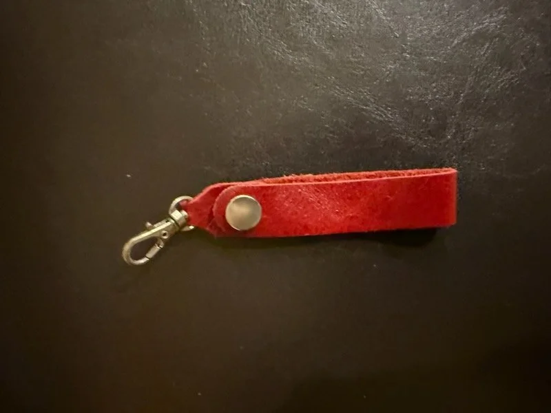 Red Leather Straight Keychain