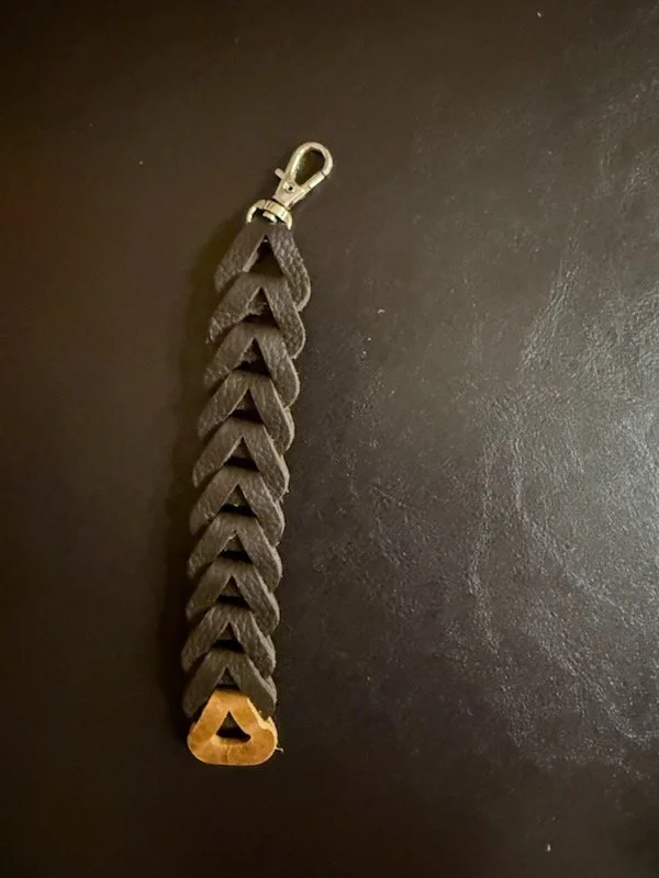 Black Leather Triangle Keychain