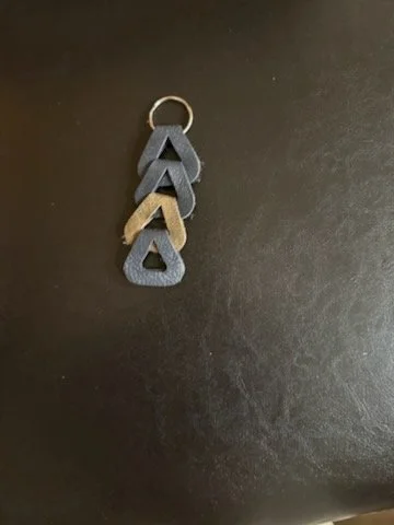 Blue Leather Triangle Keychain