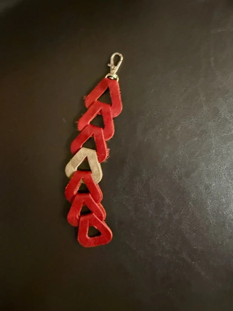 Leather Red Triangle Keychain