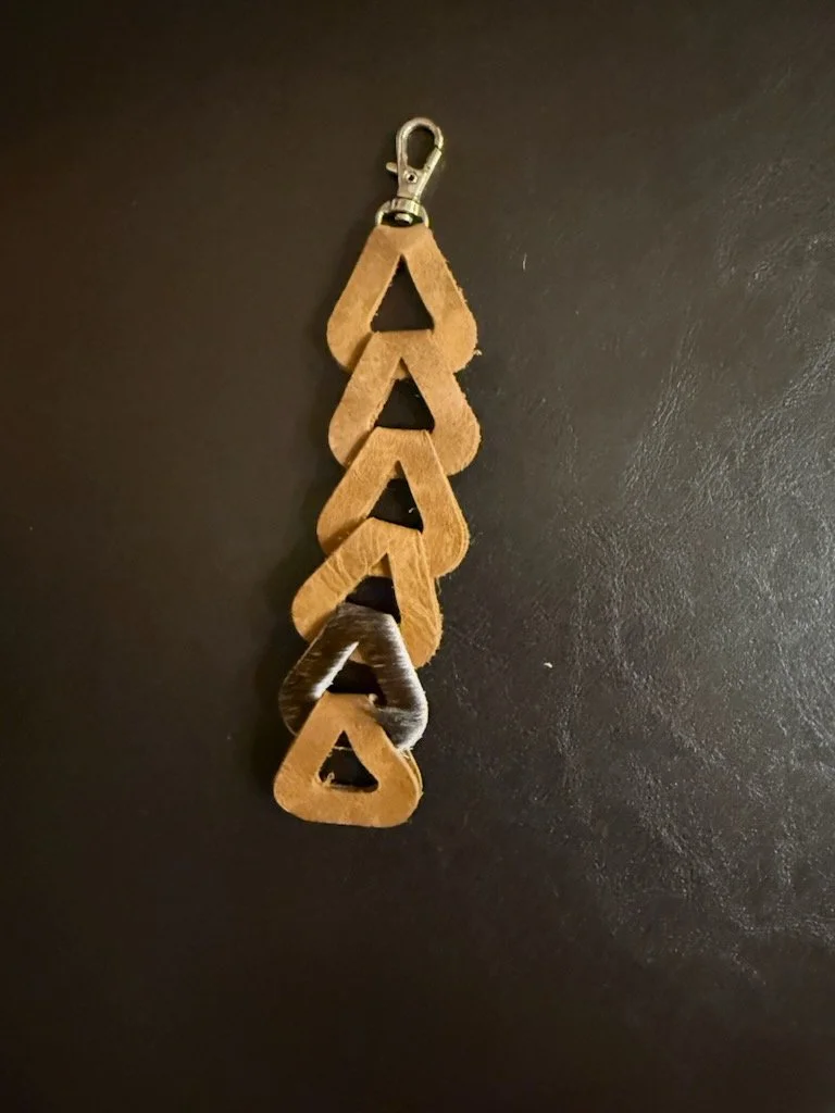 Tan Leather Triangle Keychain
