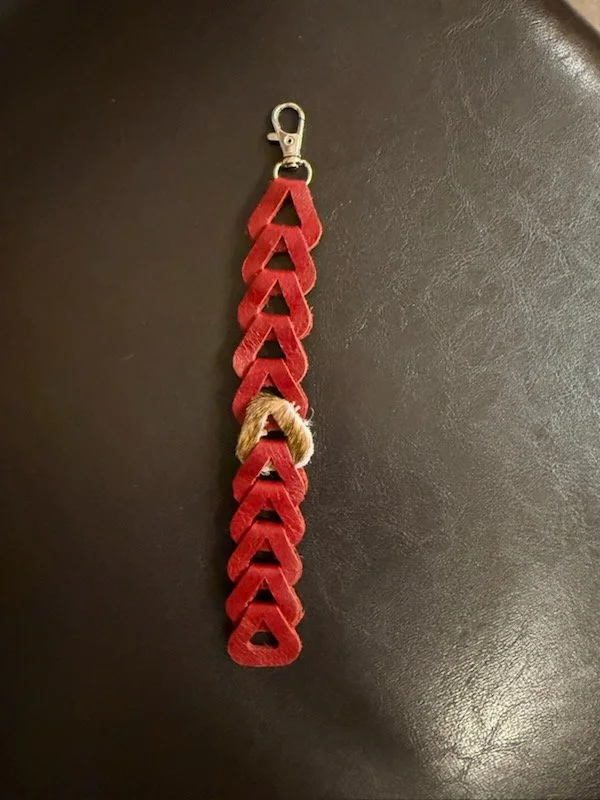 Red Leather Triangle Keychain