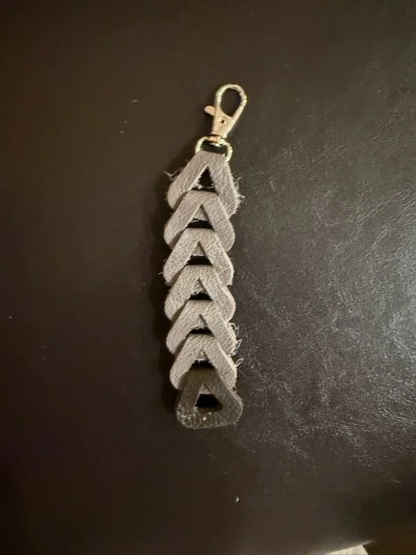 Grey Leather Triangle Keychain