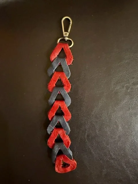 Red + Blue Leather Triangle Keychains
