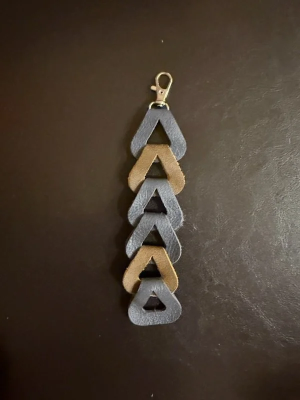 Blue Leather Triangle Keychain