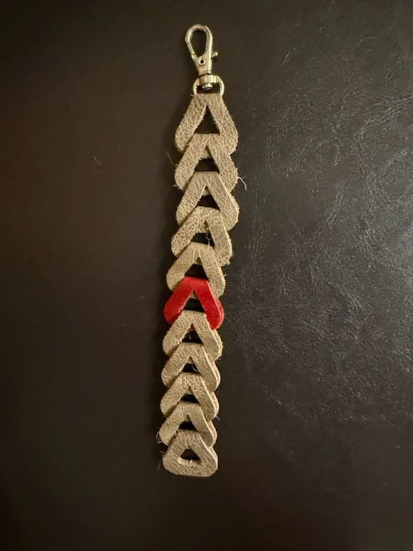 Grey Leather Triangle Keychain