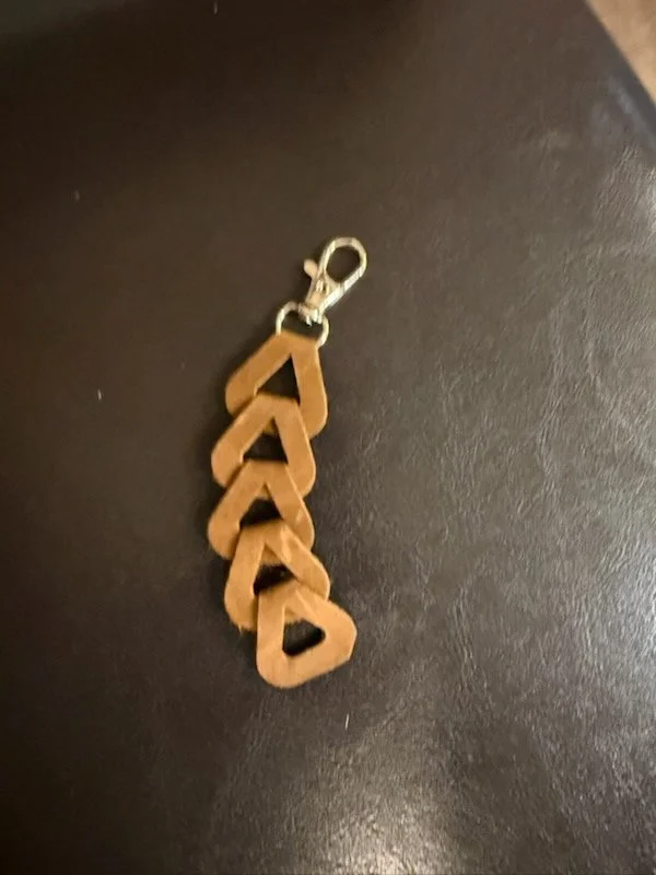 Tan Leather Triangle Keychain