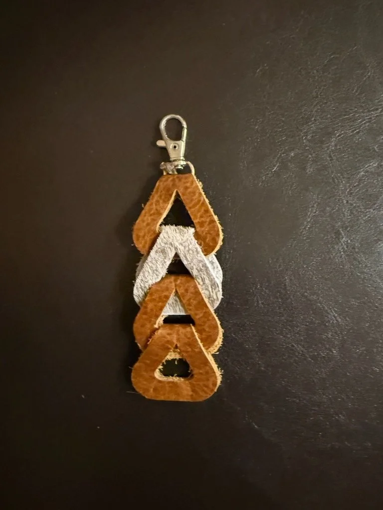 Brown Leather Triangle Keychain