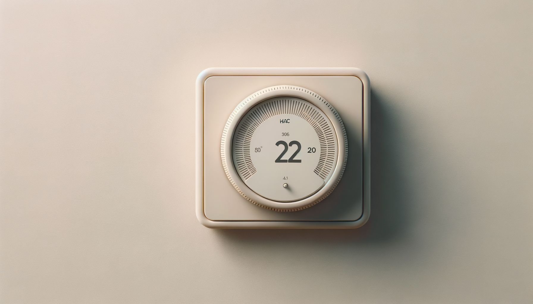 Modern digital wall thermostat displaying 22 degrees Celsius.