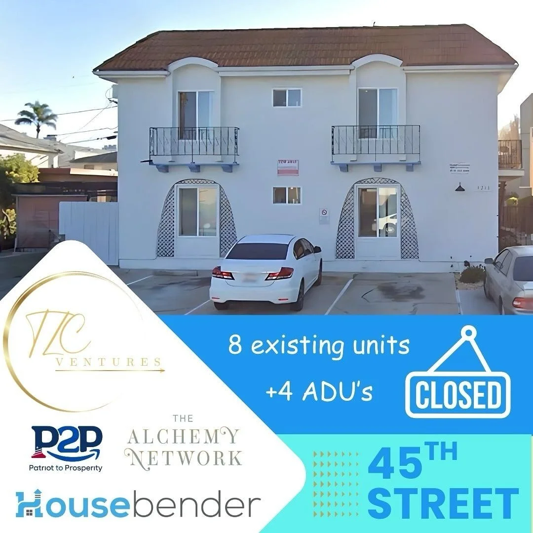Earlier this year I was invited in as a general partner to help close a 12-unit ADU conversion project in San Diego.

Proud to share that we raised $1.57 million and officially closed the deal. Personally, I&rsquo;ve raised over $500,000 this year ac