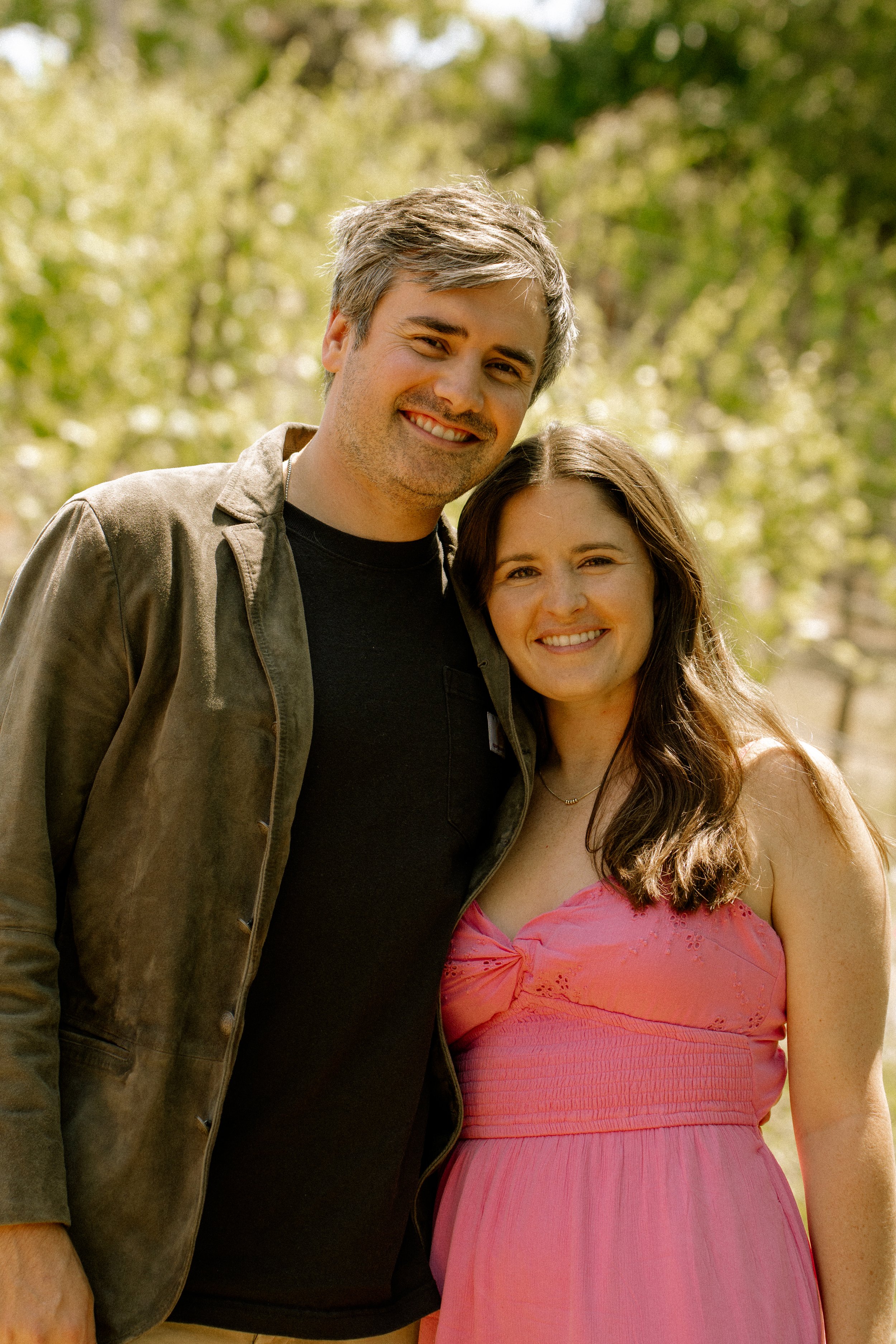 Portrait of a couple taken at Martinelli winery near Sonoma, CA on a summer day.