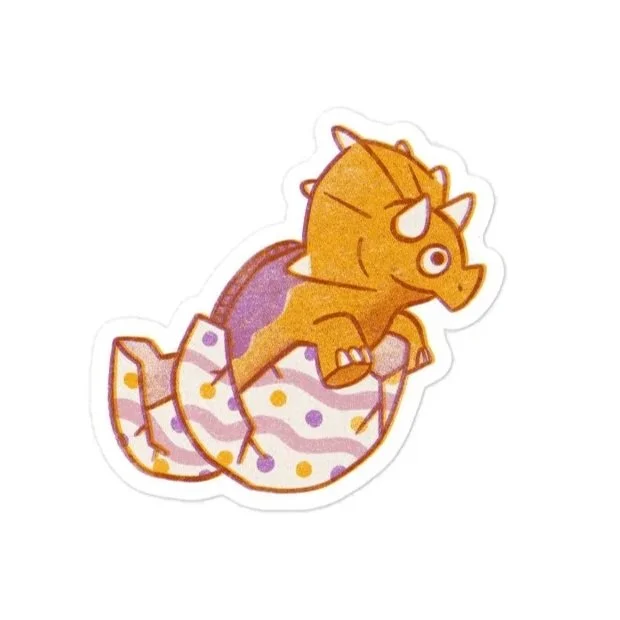 Dino Sticker - Painted Egg Triceratops