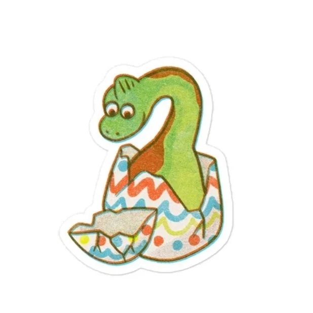 Dino Sticker - Painted Egg Brontosaurus