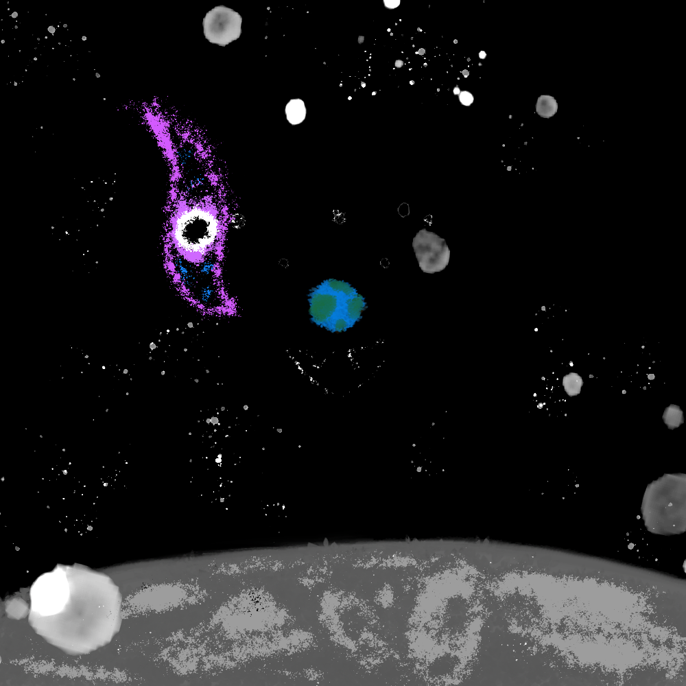 FROM ON THE MOON. A TEAR IN THE GALAXY RESTS ACROSS FROM EARTH.
