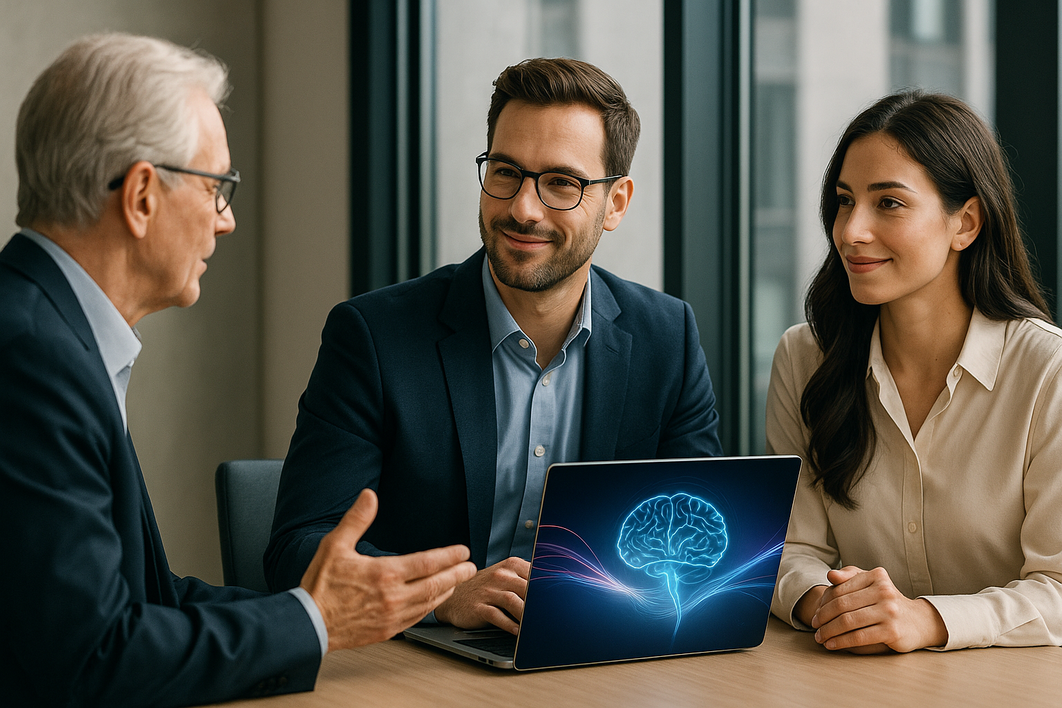 Séance de présentation des offres de coaching Axonys à un dirigeant.