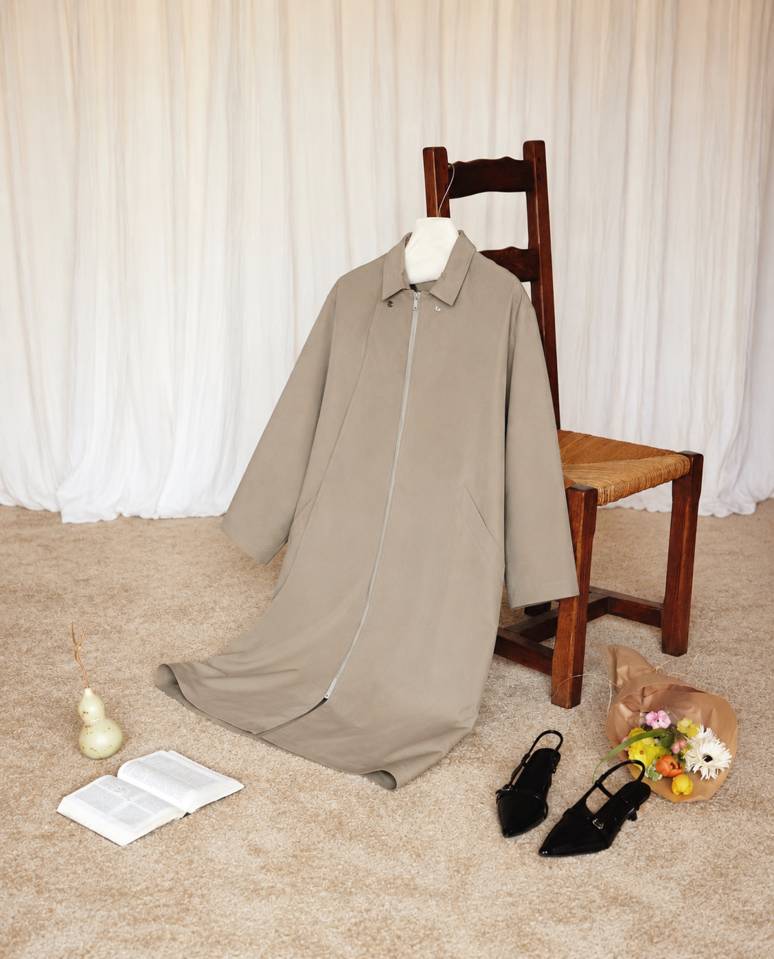 “A Rainy Day” — Collared Zip Coat
