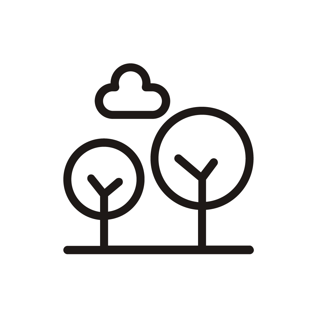 ilustración minimalista de dos árboles y una nube