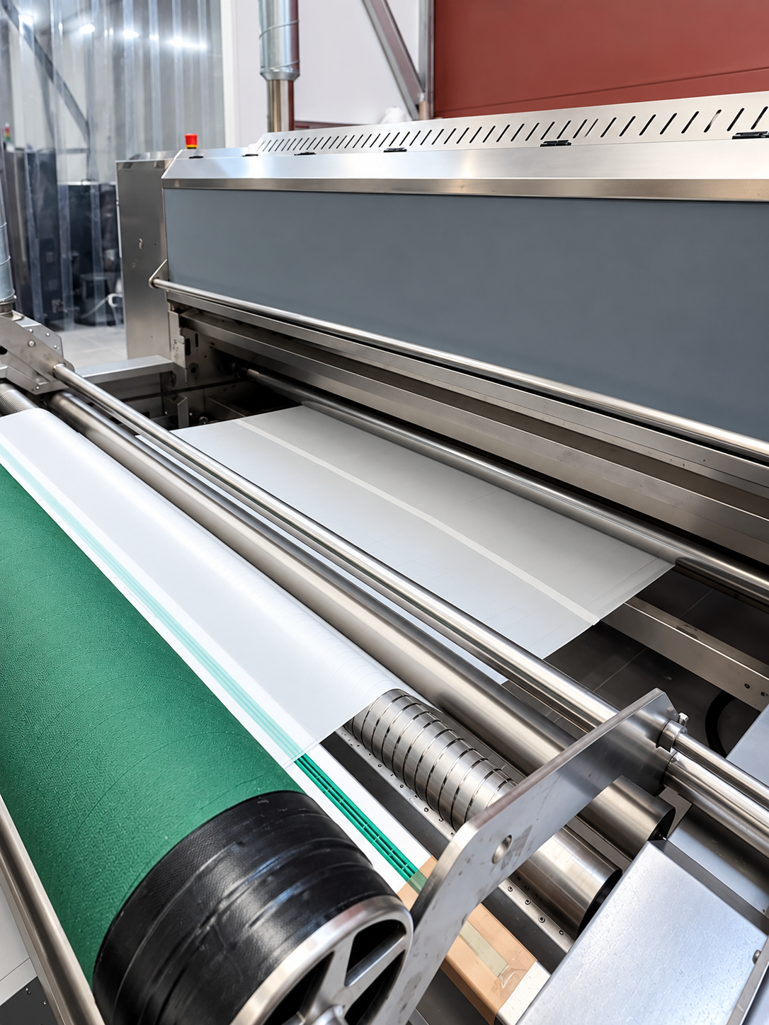 Machine industrielle pour l'impression ou la fabrication avec bande de papier ou de matériaux en plastique.