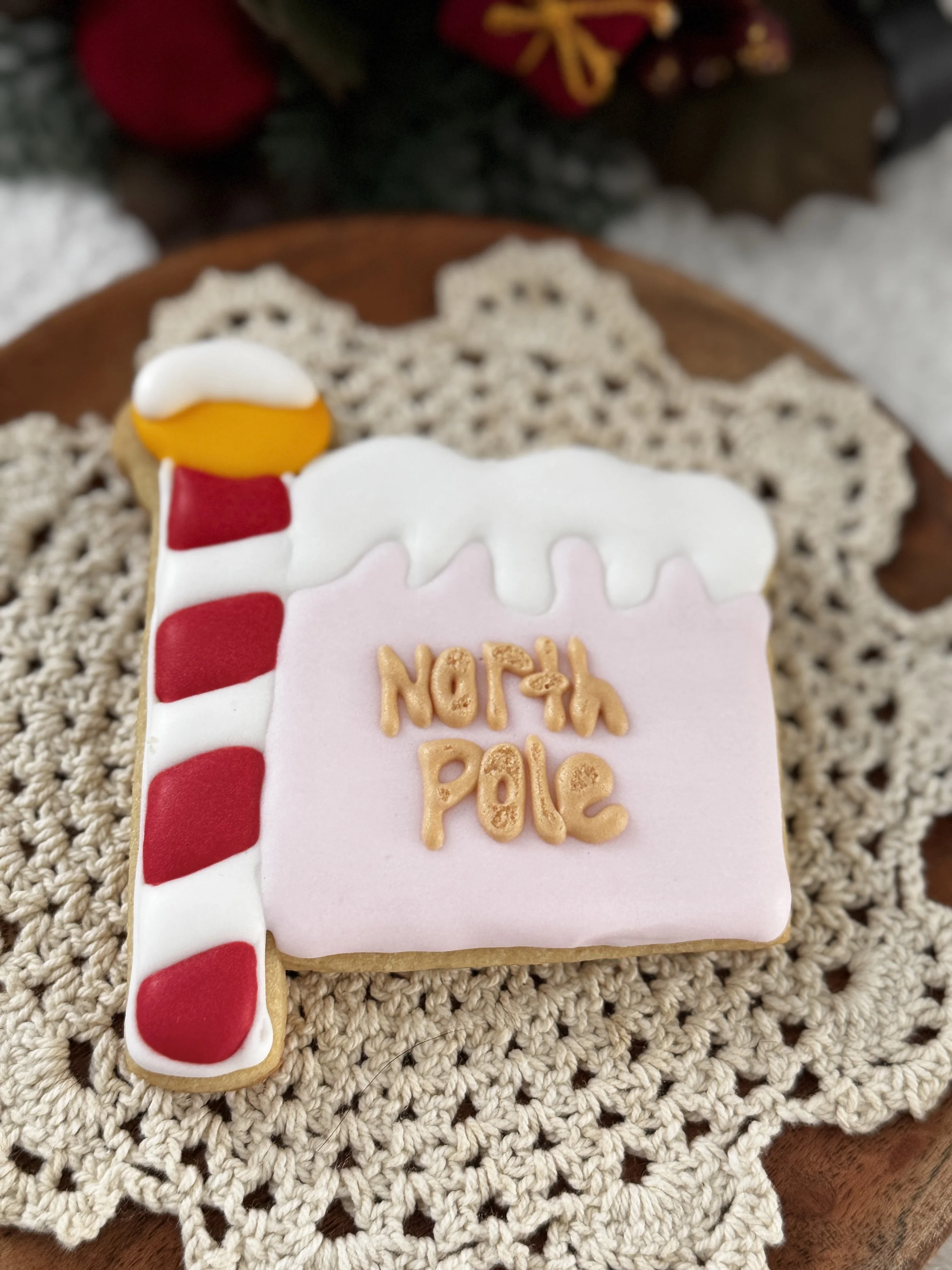 North Pole Sign Sugar Cookie