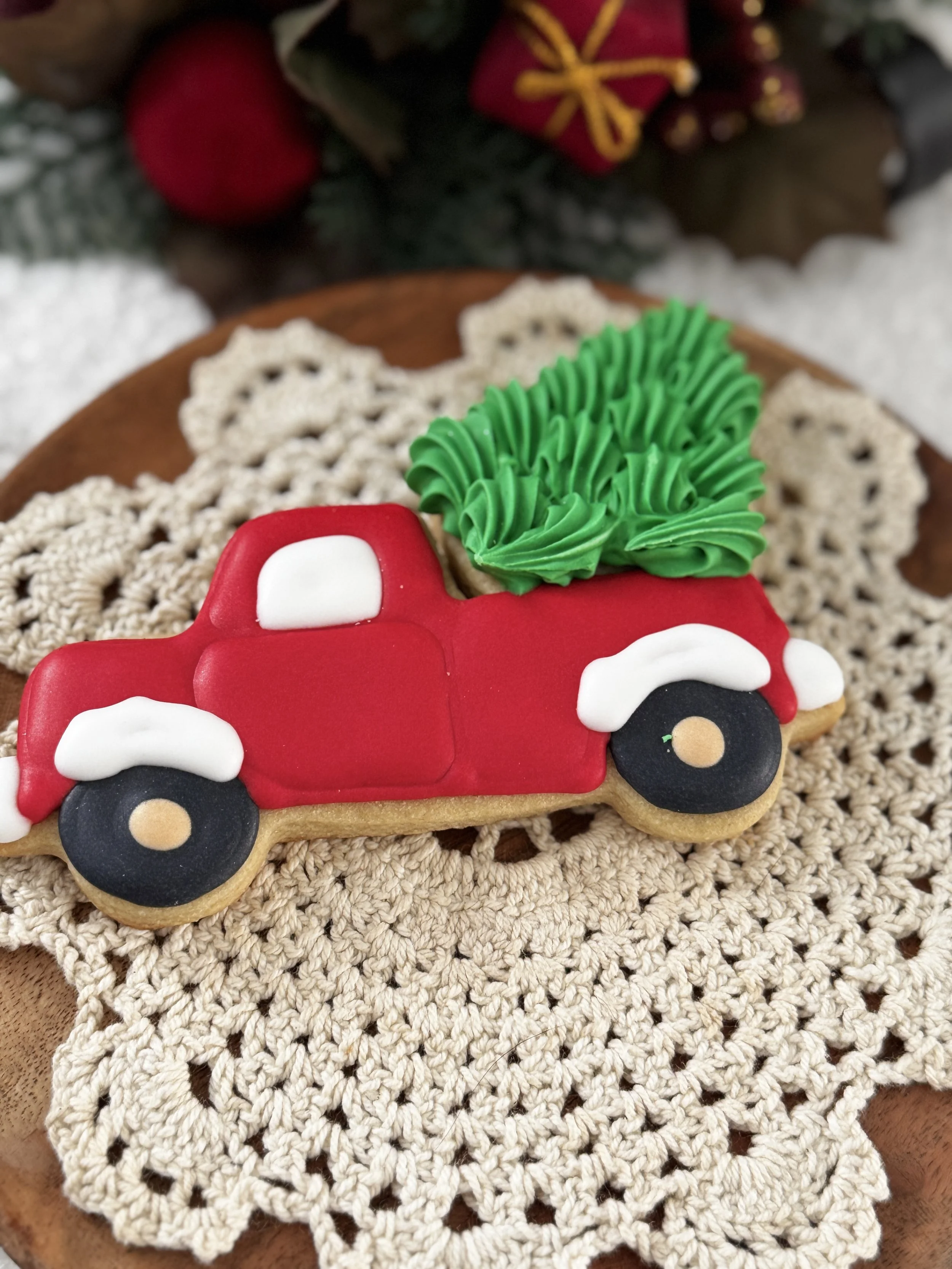 Christmas Tree Truck Sugar Cookie