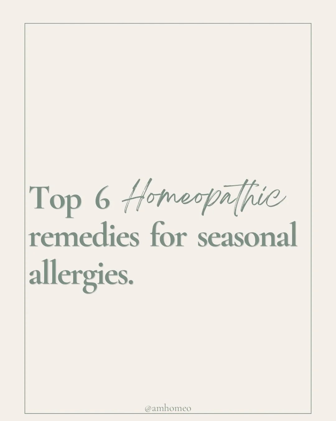 Allergy season is here and your medicine cabinet doesn&rsquo;t have to be full of antihistamines to get relief.

Homeopathy has some of the most specific and effective remedies for seasonal allergies, but the key is matching the remedy to your sympto
