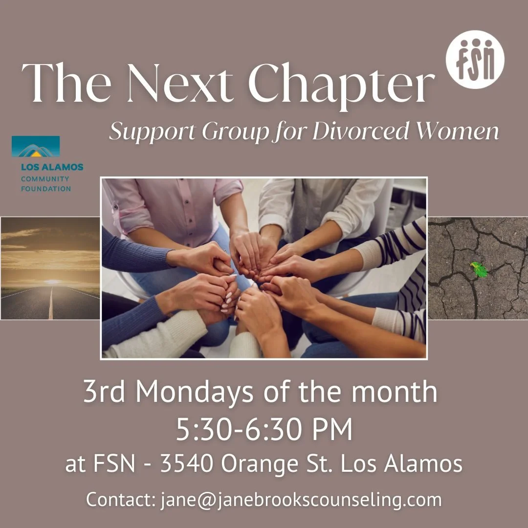 Our new support group for divorced/separated women, "The Next Chapter," will be meeting again on March 16 from 5:30-6:30 PM.
Please share this information with anyone you think would benefit!