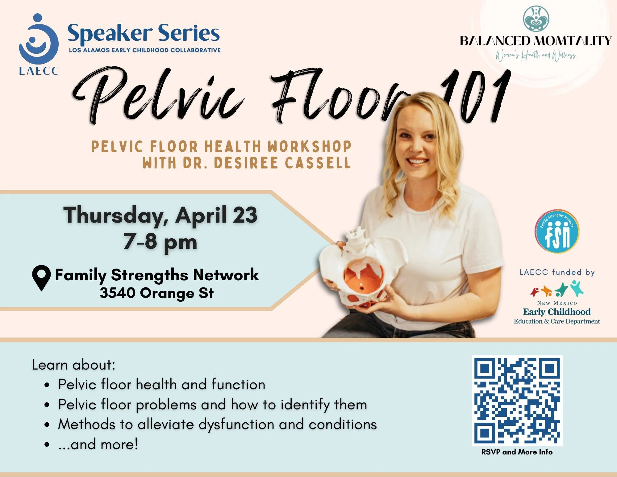 Pelvic Floor 101 with Dr. Desiree Cassell is tomorrow! Thank you to everyone that has RSVP'd already! You are still welcome to submit your RSVP, or just show up. We are ready for you!
To RSVP, visit our linktree in our bio and click "LAECC Speak