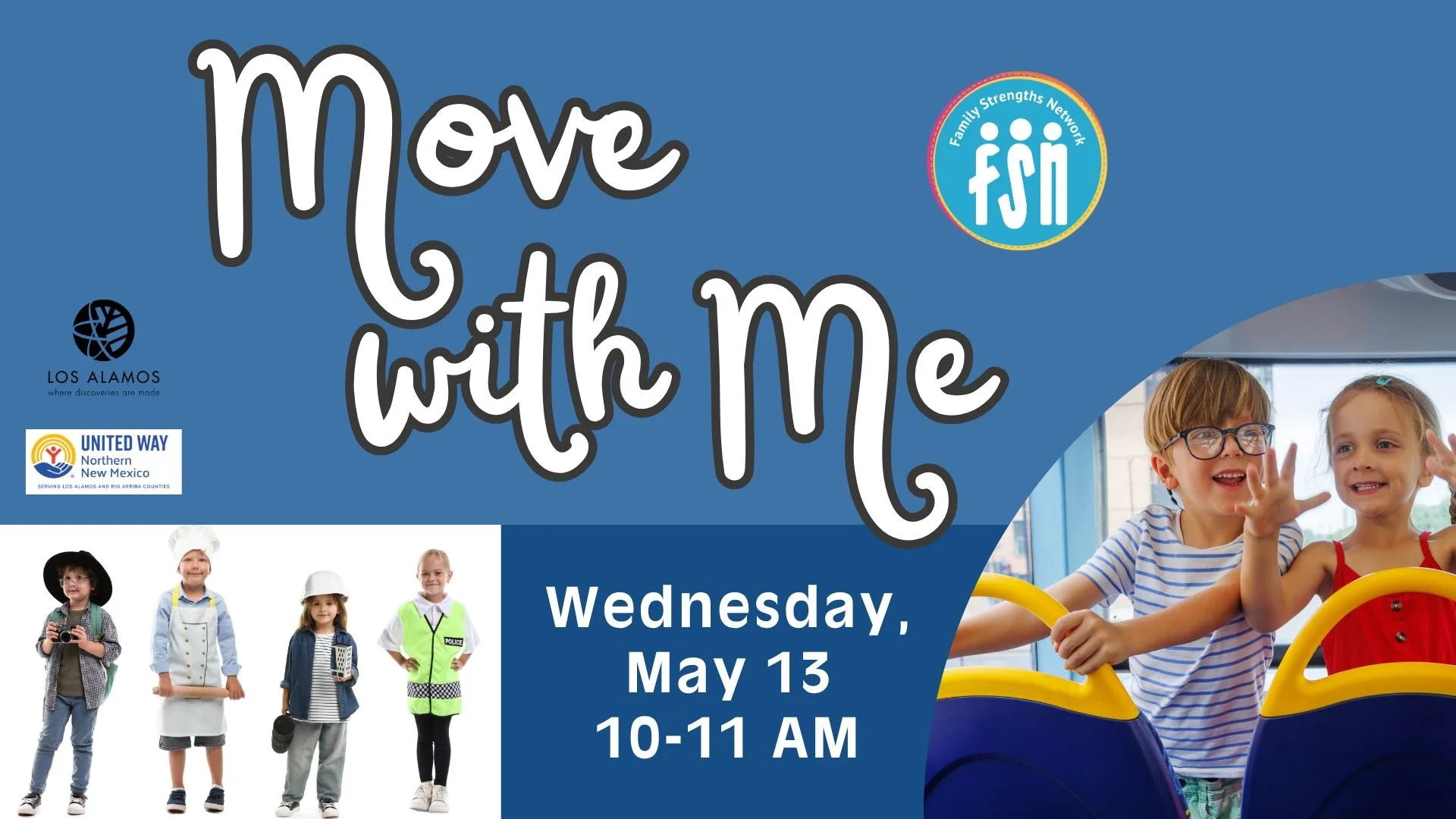 The theme for our two movement programs this week is "Busy Town" - we will be celebrating the people and places that make our community special through poses, stories, and movement.
Move With Me is geared toward the youngest crowd (toddlers