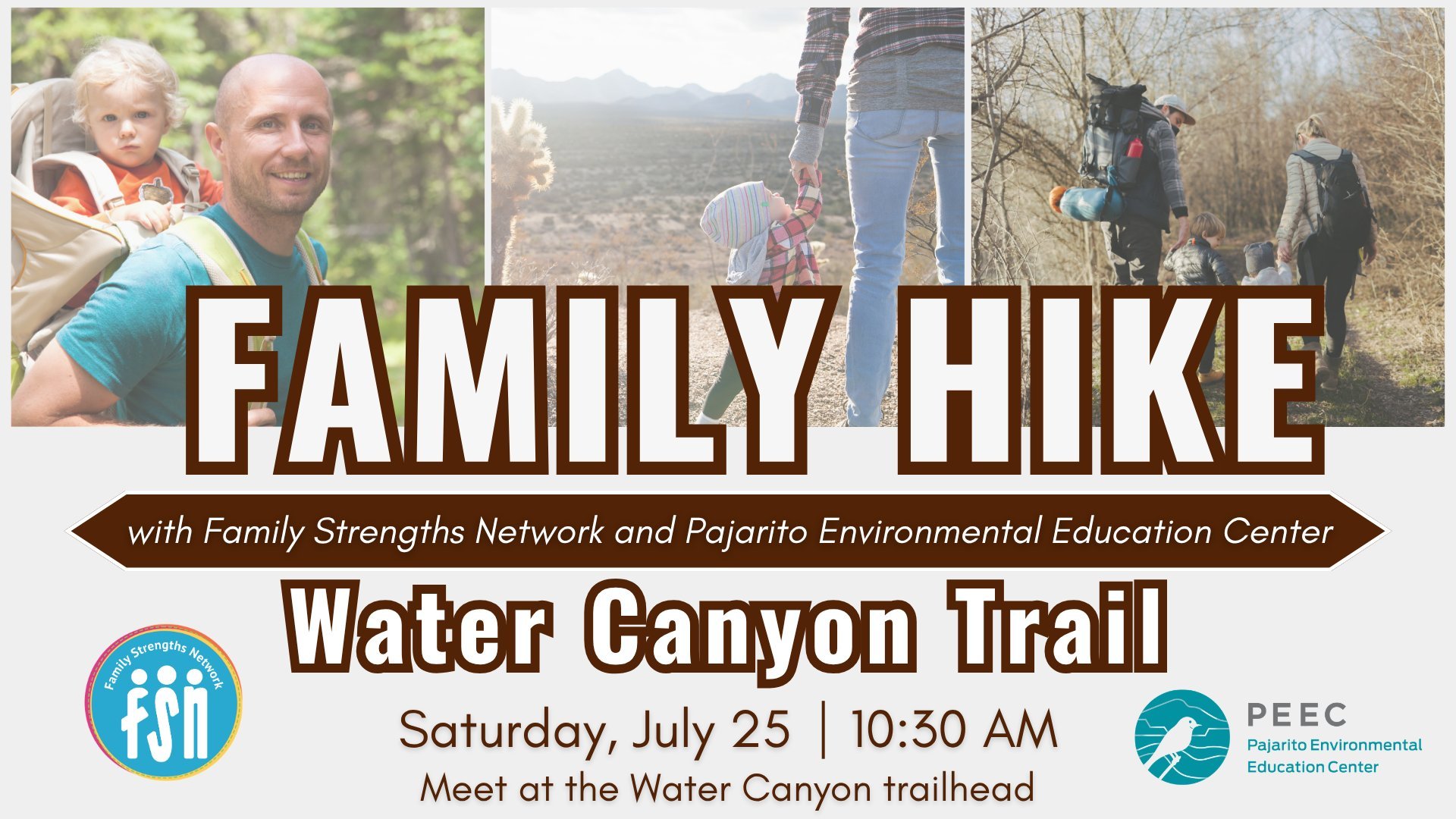Join Family Strengths Network and @peecnature for a July 25 hike exploring Water Canyon Trail!

Park in the parking lot near the trailhead (35&deg;50'15.3"N 106&deg;21'36.5"W) and join us for our hike starting at 10:30am. There will be wate