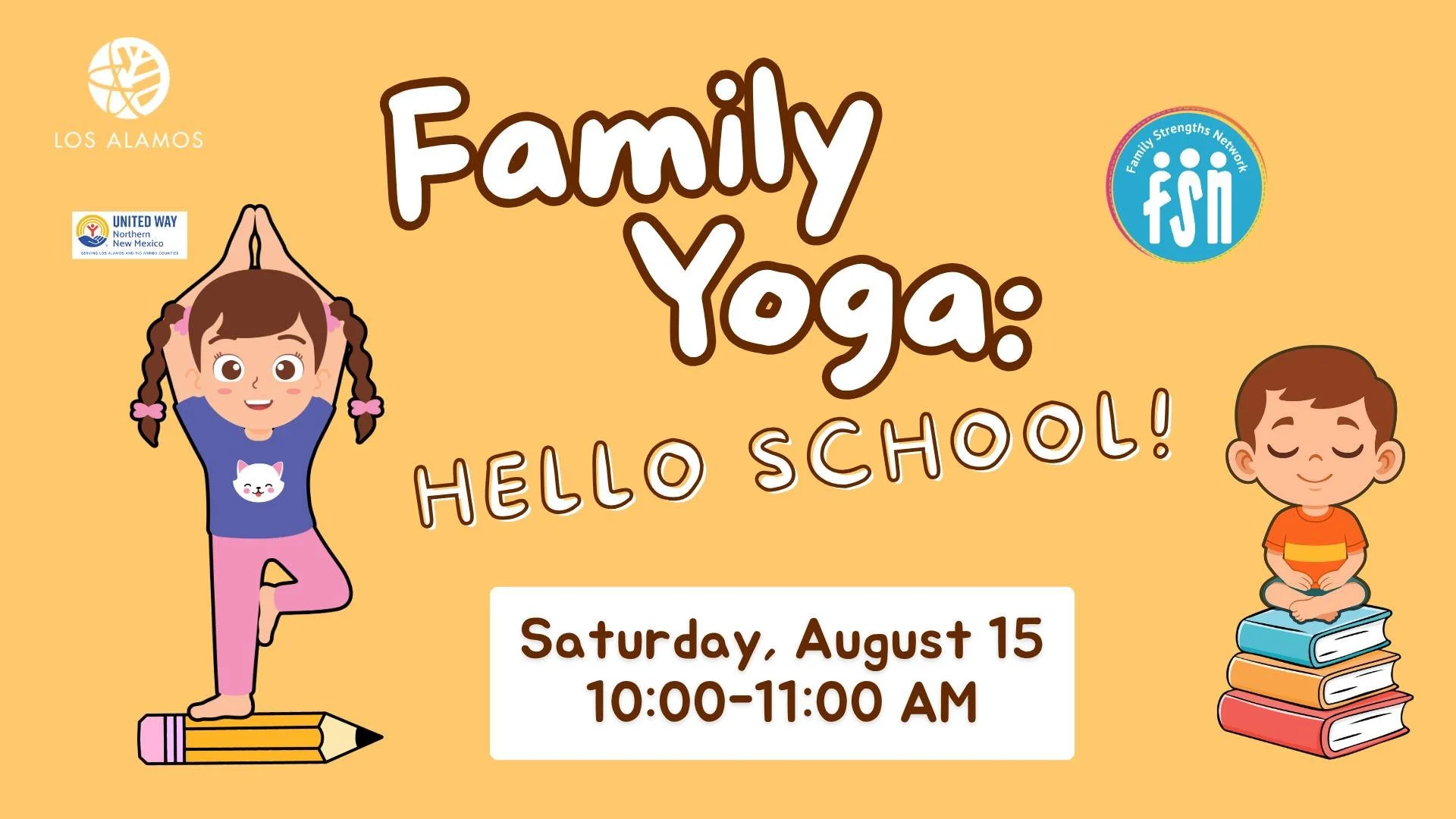 Family Yoga this Saturday will be a celebration of the joy summer has brought and welcoming the new school year!

Bring the family from 10-11 AM
Free at FSN - 3540 Orange St.