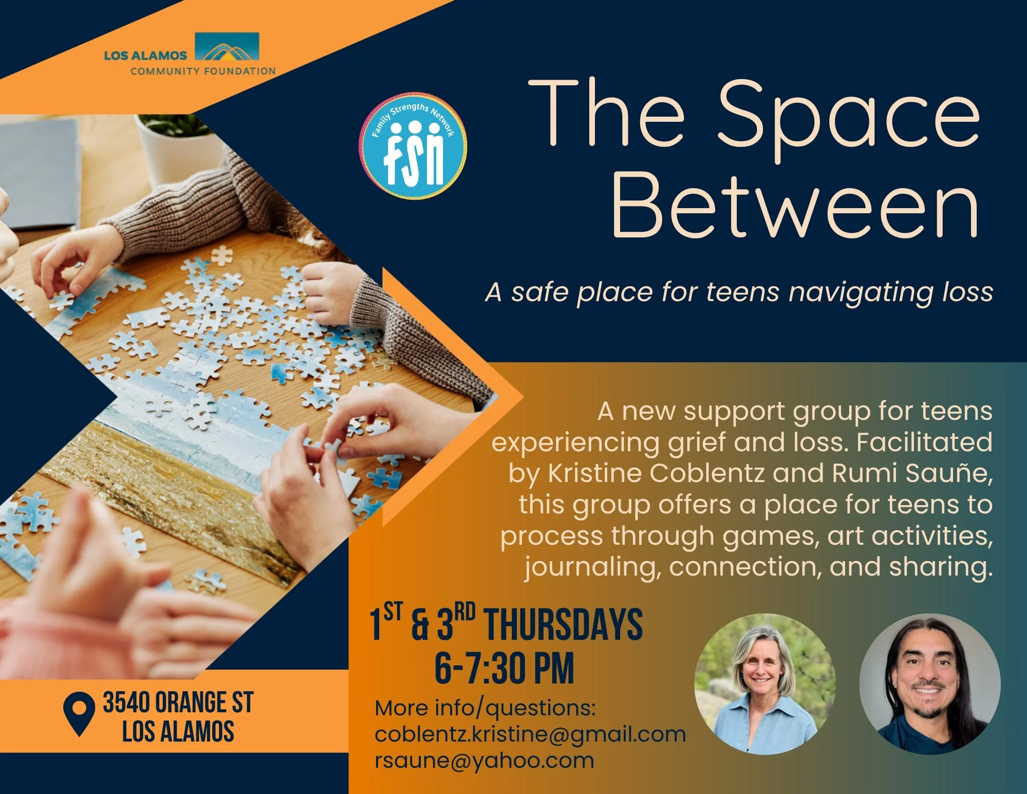 The first session for our new teen grief support group is tomorrow. Please, if your teen will be attending any session, complete the registration form as it requests parent permission for participation and other helpful information. The registration 