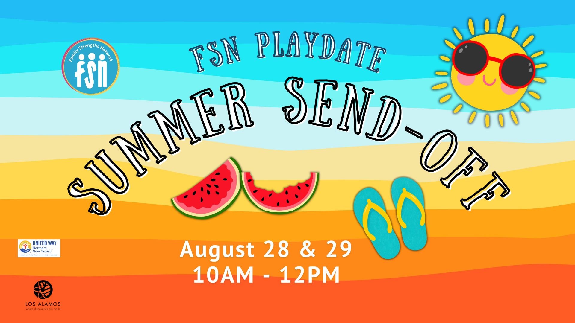 Join us for our monthly FSN Playdate!
Let's send summer off as we prepare for the next season, with gross motor, fine motor, peer/cooperative play, sensory play, craft and a snack!

Friday, August 27 and Saturday, August 28
10AM-12PM
At 3540 Orange S