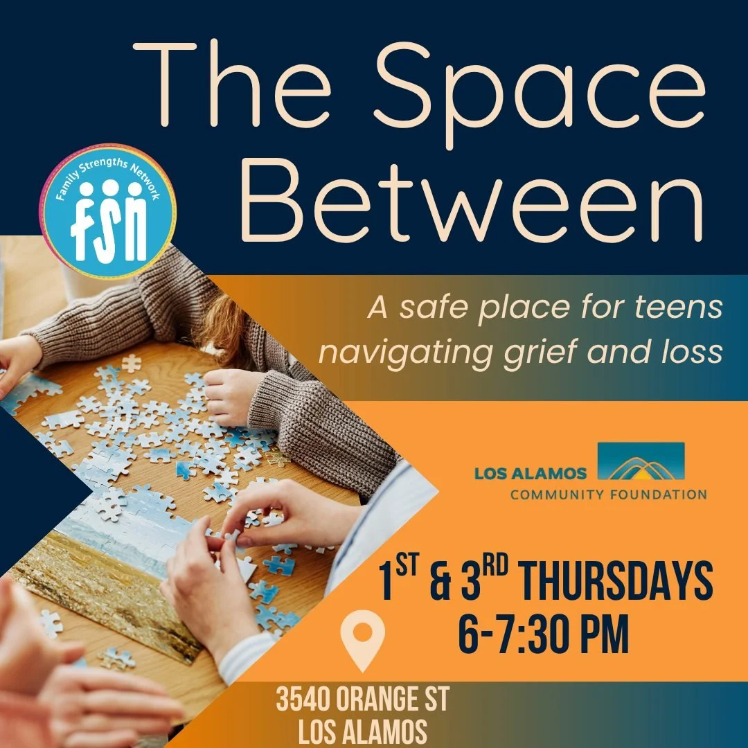 The second session of the new teen grief &amp; loss support group at FSN will be held this Thursday, September 3.
Parents and guardians: Please register your child by visiting the linktree in our bio and clicking "The Space Between."
Feel f