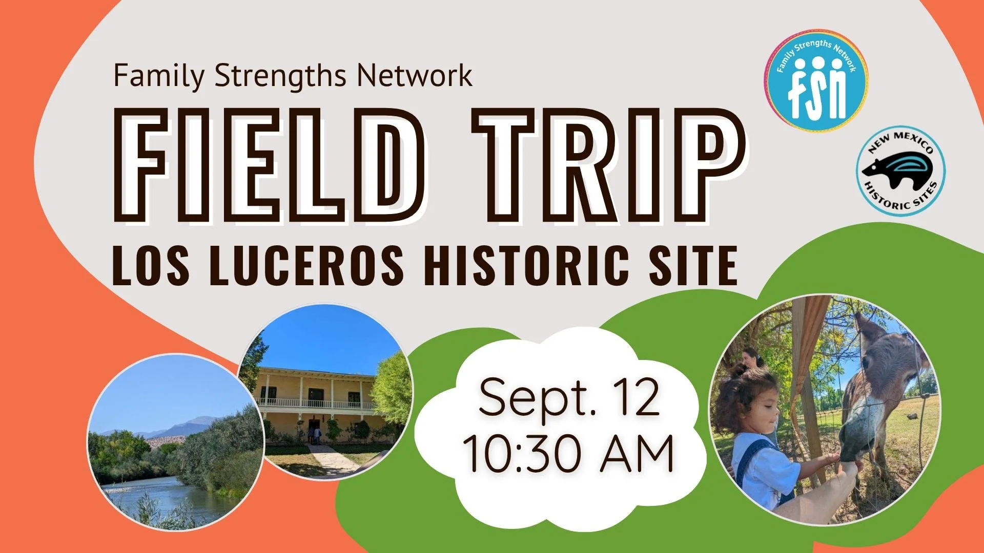 Sign up for our September field trip as we explore Los Luceros Historic Site!
We will meet at the Visitor Center at 10:30 AM on September 12, embark on a self-guided tour, and will have the opportunity to pick fruit! We will also do a picnic lunch to