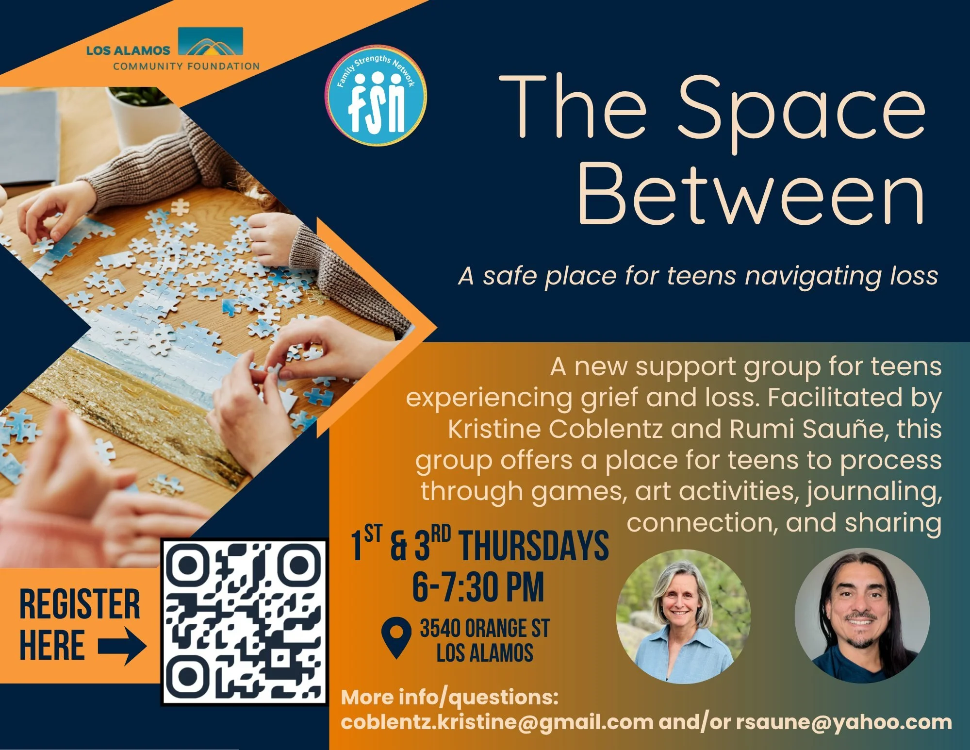 The next support group for teens experiencing grief and loss will be Thursday, September 17 from 6-7:30.

Parents and guardians, if your child will be attending, please register if you haven't already by visiting the linktree in our bio and clicking 