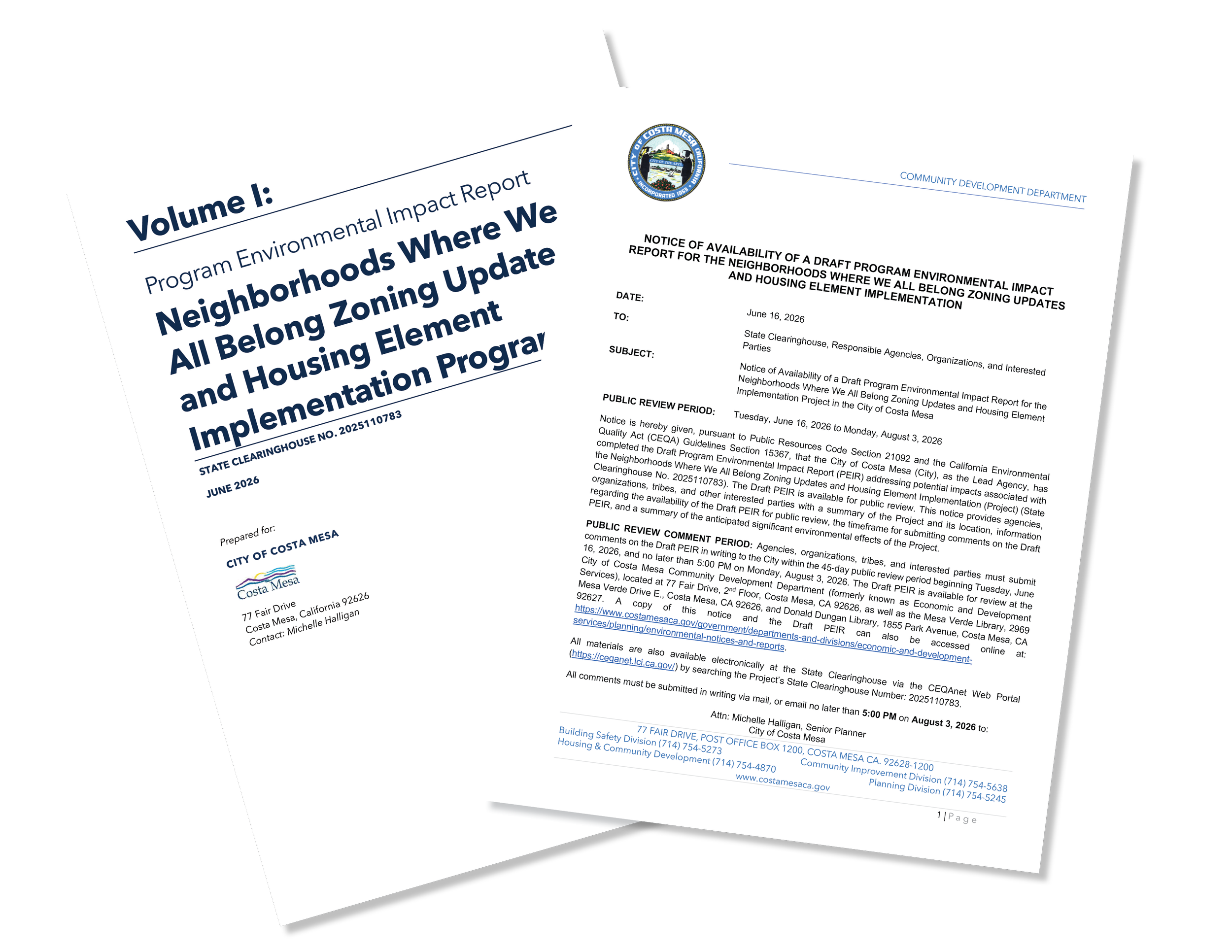 Draft Program Environmental Impact Report Public Review Period Now Open