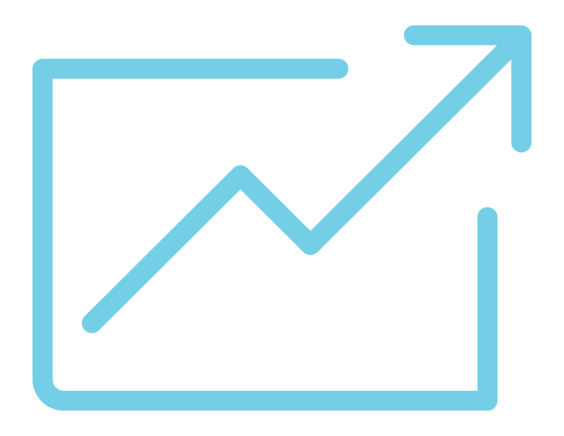 Line graph with an upward trend, showing growth or increase over time.