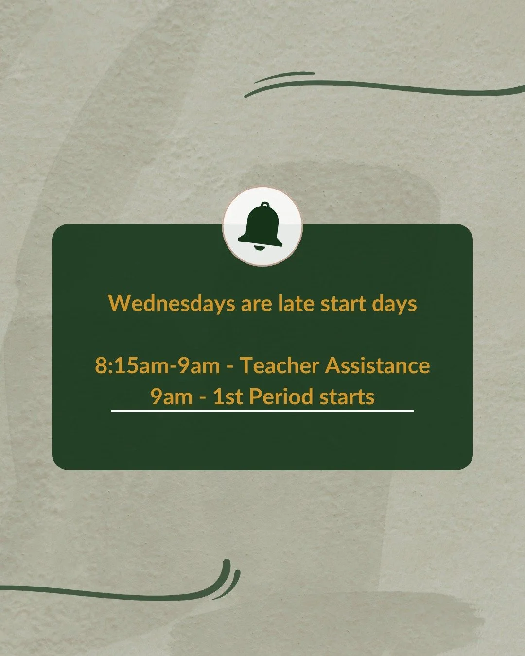 New school year, same schedule.