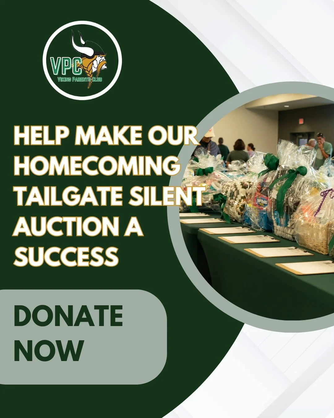 Our annual Homecoming Tailgate event is on October 17! Our biggest fundraiser of the year is coming up fast! We’re still looking for:
- Donations for the Silent Auction
- Snacks and drinks for concessions
- Volunteers to help package baskets,
