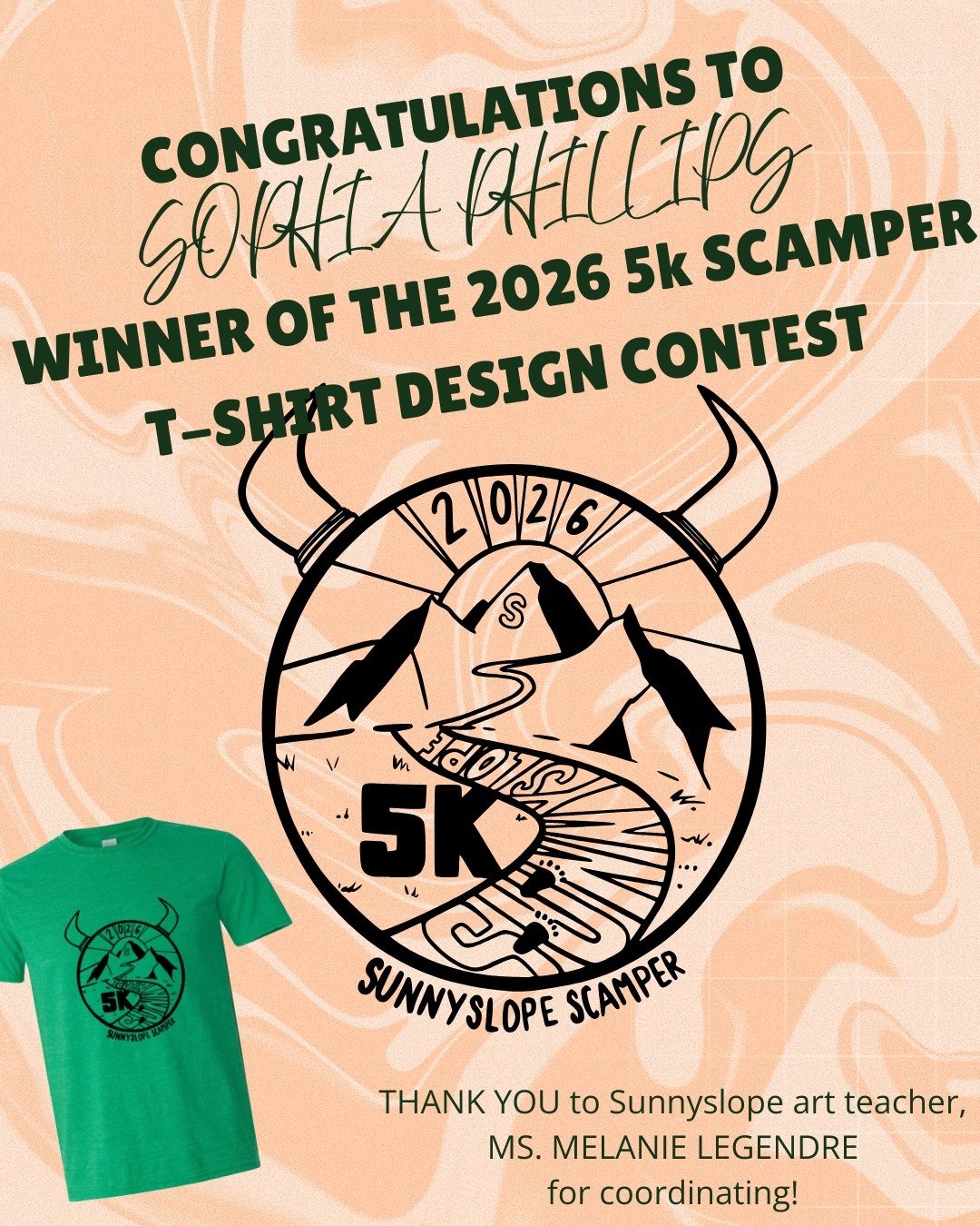Congratulations to Sophia Phillips, our Scamper T-Shirt Design Contest Winner! The winning design will be featured on this year&rsquo;s 5K Scamper race t-shirt!

Registration for the Sunnyslope 5K Scamper is now open, and the ONLY way to get this awe