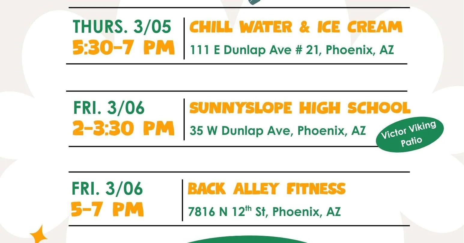 CORRECTED Sunnyslope 5K Scamper Packet Pick-Up Info!

Skip the race day lines and grab your packet early at the below places and times.

Your packet includes your race bib and official race t-shirt (for registered participants).

There&rsquo;s still 