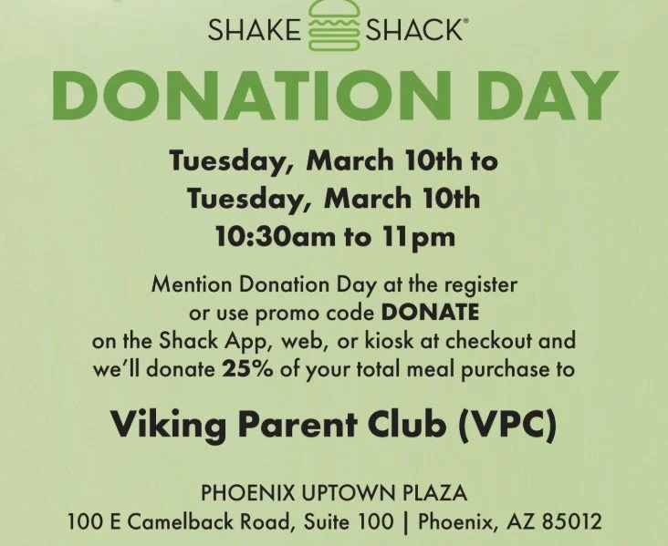 Shake Shack Dine Out tonight! Skip the cooking and support VPC. More details in the flyer.