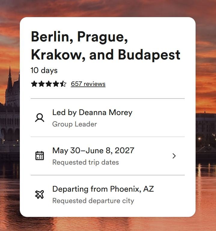 Want to go to Europe in 2027 with Ms. Morari and Mrs. Morey? Attend the info session this Wednesday to find out more about this trip! 

Meeting details: Wednesday at 6pm in Mrs. Morey's room (K226)