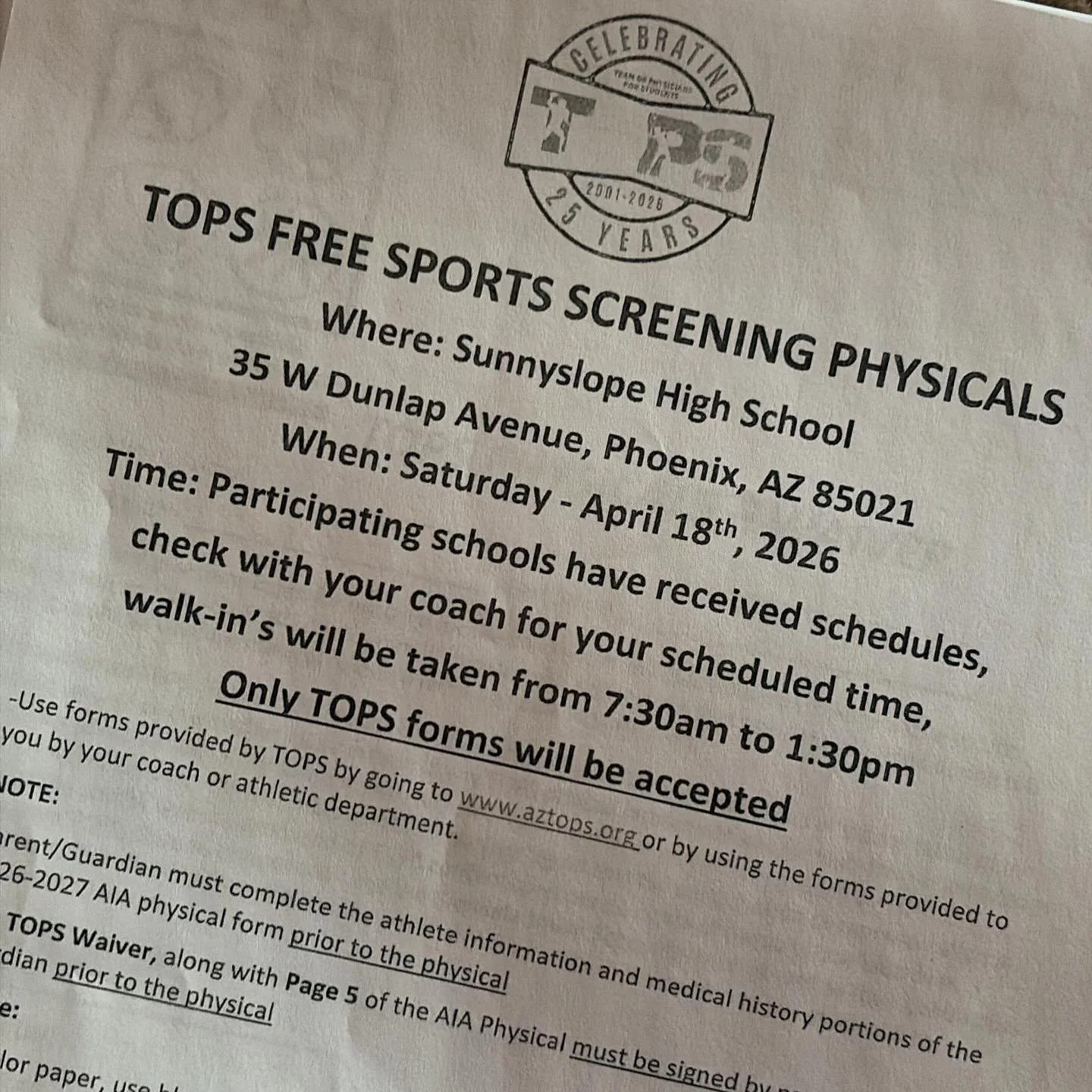 This is a fantastic opportunity for your student athletes! A very comprehensive and *FREE* physical! Forms must be obtained from coaches or the Athletic Office today!!!