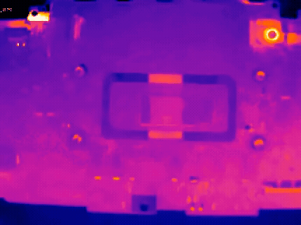 Laptop CPU starts up under thermal camera