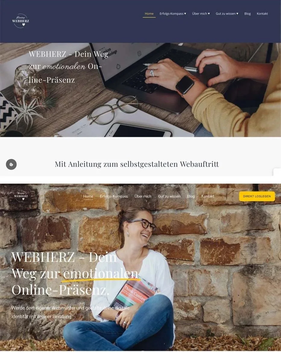 Die alte und die neue Website von Webherz stehen gegenüber zum Vergleich.