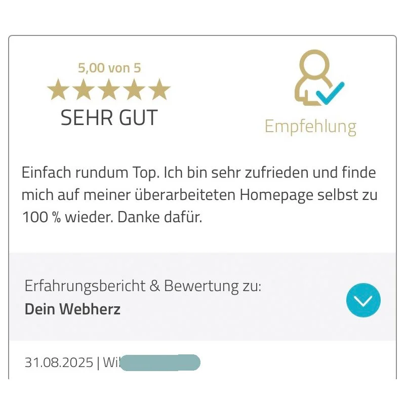 Kundenrezension bei Proven Expert für die tolle Begleitung von Vanessa Lagnach zur eigene Website.