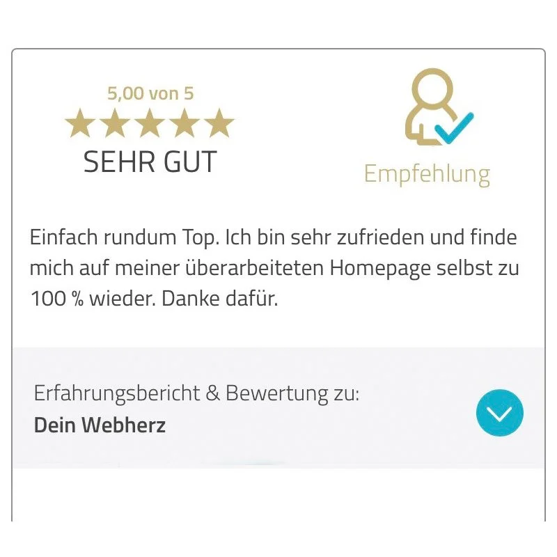 Kundenrezension bei Proven Expert für die tolle Begleitung von Vanessa Lagnach zur eigene Website.